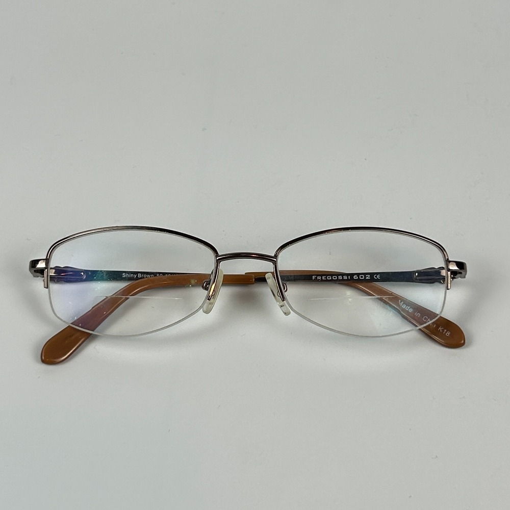 Fregossi 602 Unisex Eyeglasses Frame Shiny Brown Metal Half Rim 50-18-135 mm - Picture 9 of 9